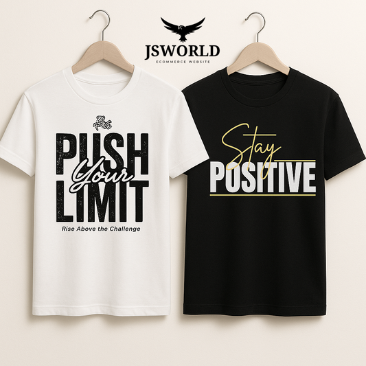 🔥 Special Offer: Buy Any 2 @ ₹1199 Motivational Graphic T-Shirts – "Push Your Limit" & "Stay Positive"