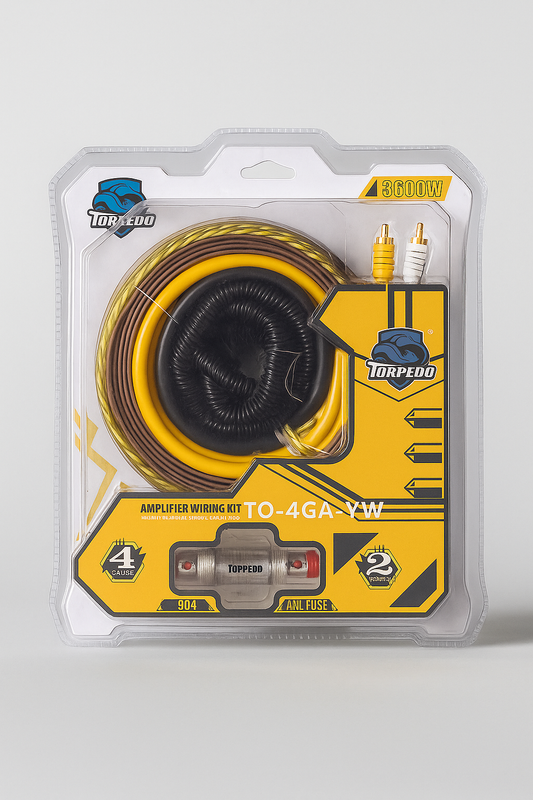 TORPEDO TO-4GA-YW 3600W Amplifier Wiring Kit – 4 Gauge